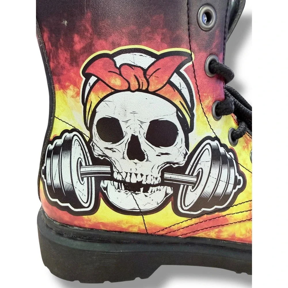 RAAD Skull Firefighter Weightlifting Boots Black Red YellowSz Mens 6.5 W8